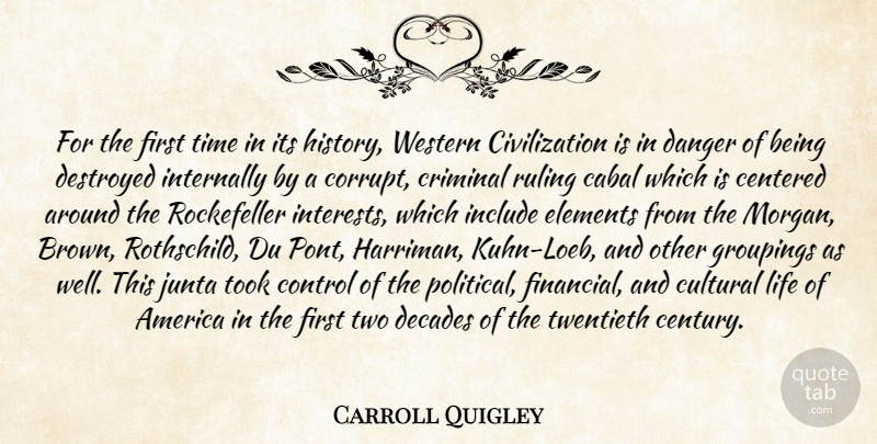 Carroll Quigley Quote About Civilization, Two, America: For The First Time In...
