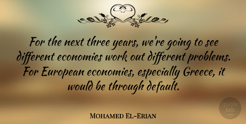 Mohamed El-Erian Quote About Economies, European, Next, Work: For The Next Three Years...