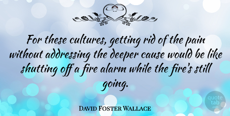 David Foster Wallace Quote About Pain, Fire, Would Be: For These Cultures Getting Rid...