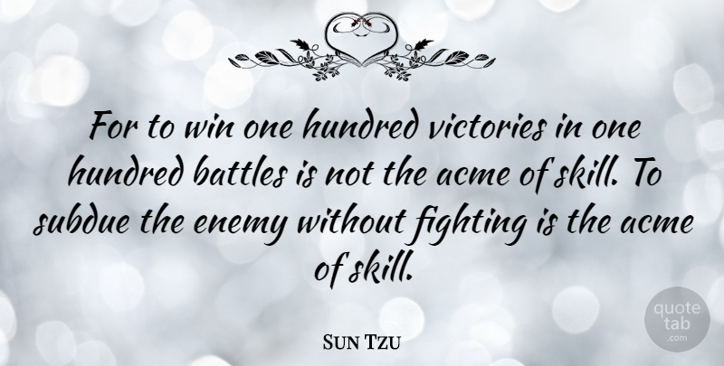 Sun Tzu Quote About Business, War, Fighting: For To Win One Hundred...