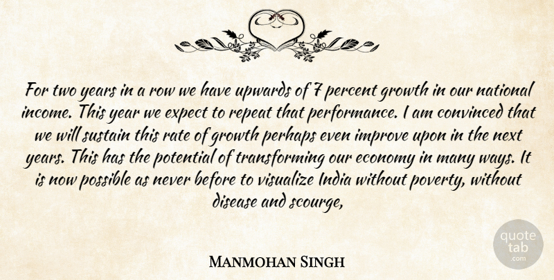 Manmohan Singh Quote About Convinced, Disease, Economy, Expect, Growth: For Two Years In A...
