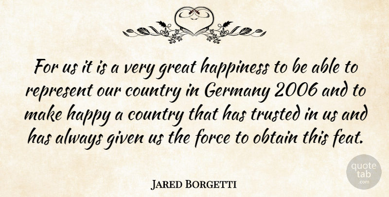 Jared Borgetti Quote About Country, Force, Germany, Given, Great: For Us It Is A...