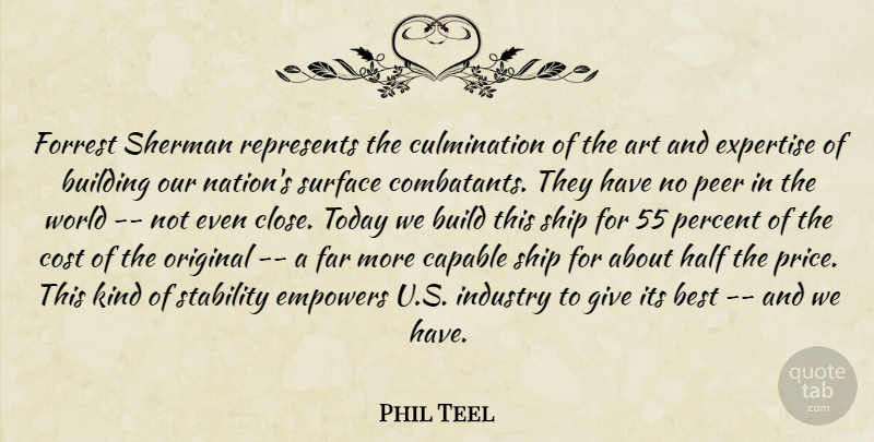 Phil Teel Quote About Art, Best, Building, Capable, Cost: Forrest Sherman Represents The Culmination...