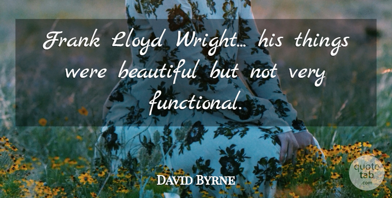 David Byrne Quote About Beautiful, Frank: Frank Lloyd Wright His Things...