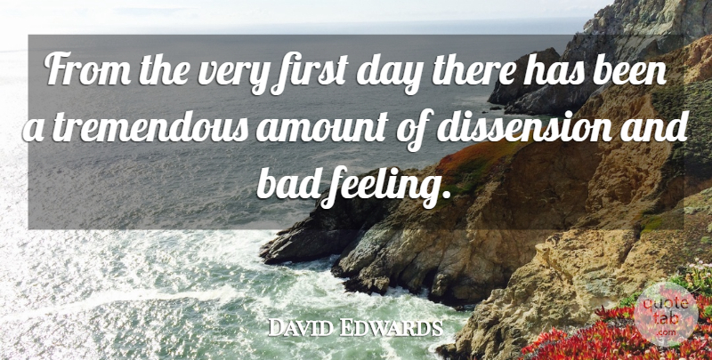 David Edwards Quote About Amount, Bad, Tremendous: From The Very First Day...