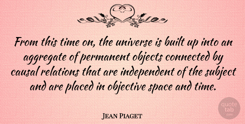 Jean Piaget Quote About Aggregate, Built, Connected, Objective, Objects: From This Time On The...