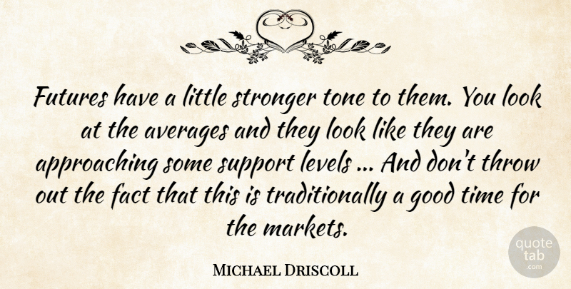 Michael Driscoll Quote About Averages, Fact, Good, Levels, Stronger: Futures Have A Little Stronger...