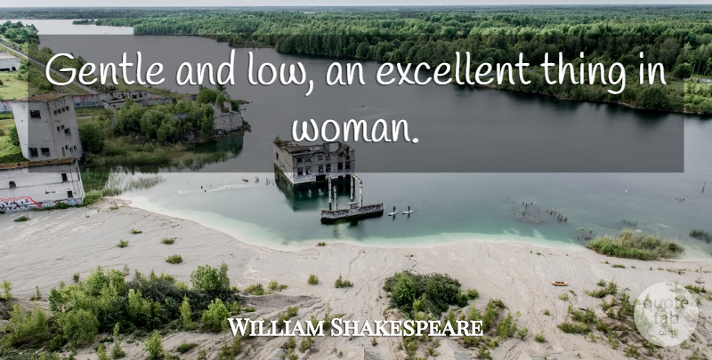 William Shakespeare Quote About Excellent, Lows, Gentle: Gentle And Low An Excellent...