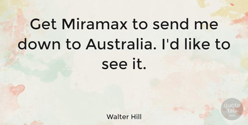 Walter Hill Quote About American Director: Get Miramax To Send Me...