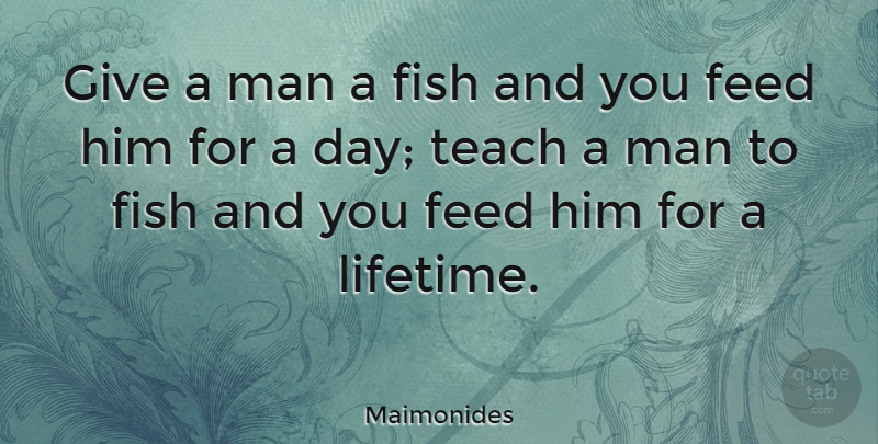 Maimonides Quote About Inspirational, Funny, Life: Give A Man A Fish...