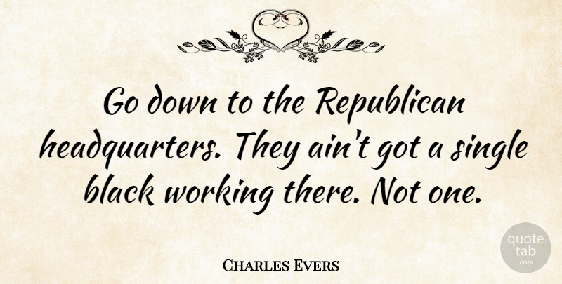 Charles Evers Quote About Black, Republican, Headquarters: Go Down To The Republican...