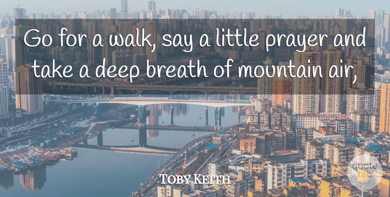 Toby Keith Quote About Breath, Deep, Mountain, Prayer: Go For A Walk Say...