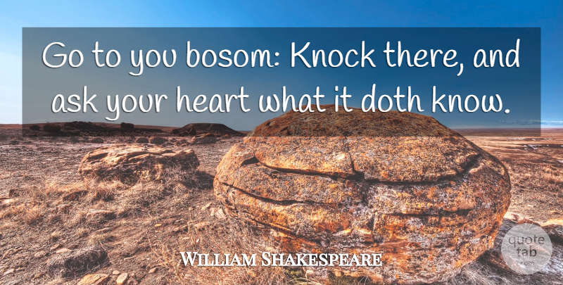 William Shakespeare Quote About Knowledge, Heart, Soul: Go To You Bosom Knock...