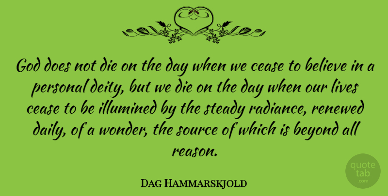 Dag Hammarskjold Quote About God, Believe, Radiance: God Does Not Die On...