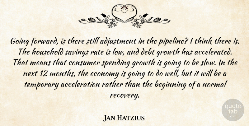 Jan Hatzius Quote About Adjustment, Beginning, Consumer, Debt, Economy: Going Forward Is There Still...