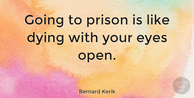 Bernard Kerik Quote About Eye, Dying, Prison: Going To Prison Is Like...
