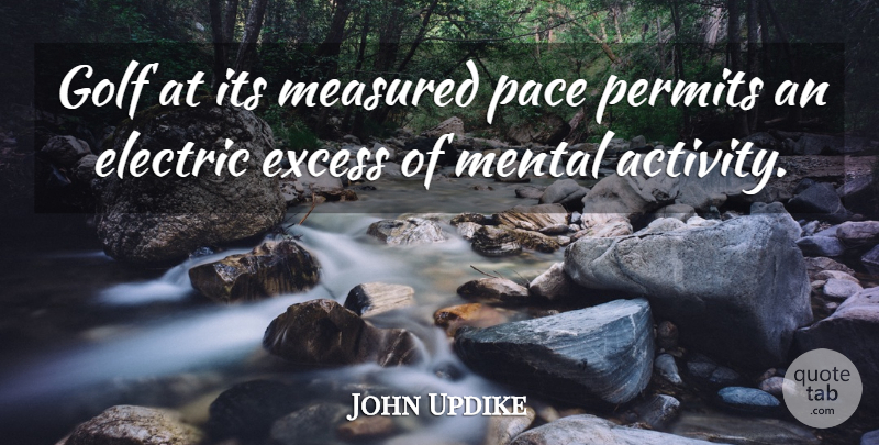 John Updike Quote About Electric, Excess, Measured, Pace, Permits: Golf At Its Measured Pace...