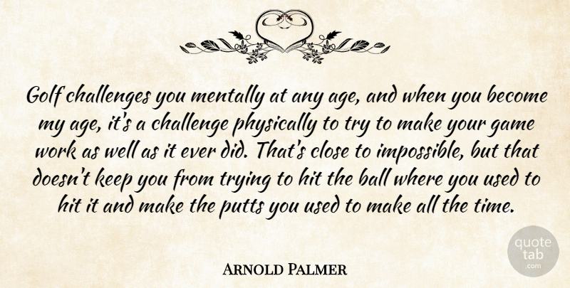 Arnold Palmer Quote About Golf, Games, Challenges: Golf Challenges You Mentally At...