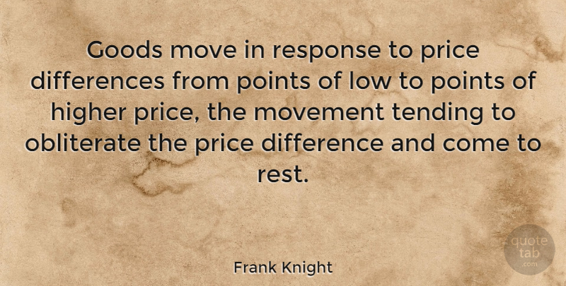 Frank Knight Quote About Moving, Differences, Movement: Goods Move In Response To...