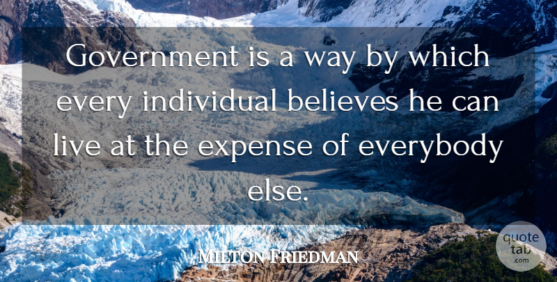 Milton Friedman Quote About Believe, Government, Way: Government Is A Way By...