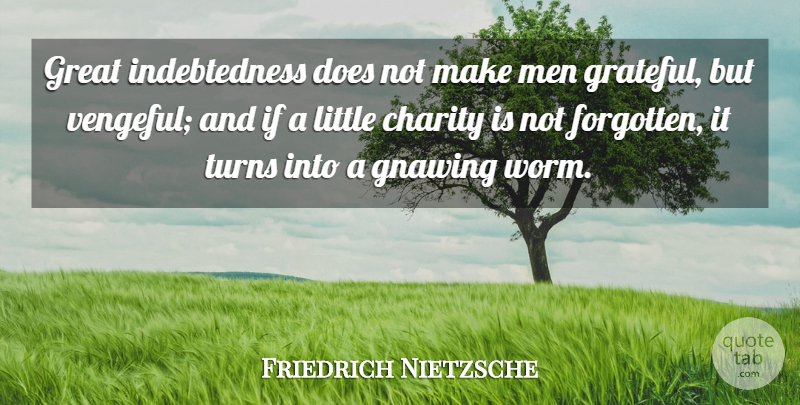 Friedrich Nietzsche Quote About Life, Grateful, Men: Great Indebtedness Does Not Make...