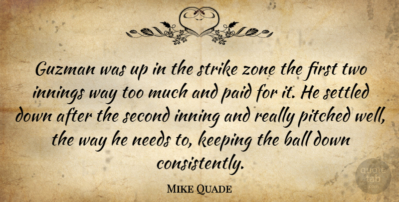 Mike Quade Quote About Ball, Innings, Keeping, Needs, Paid: Guzman Was Up In The...
