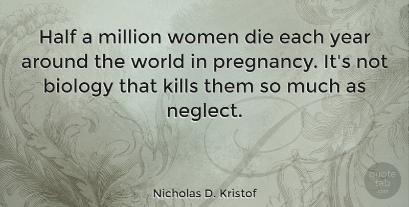 Nicholas D. Kristof Quote About Pregnancy, Years, Half: Half A Million Women Die...