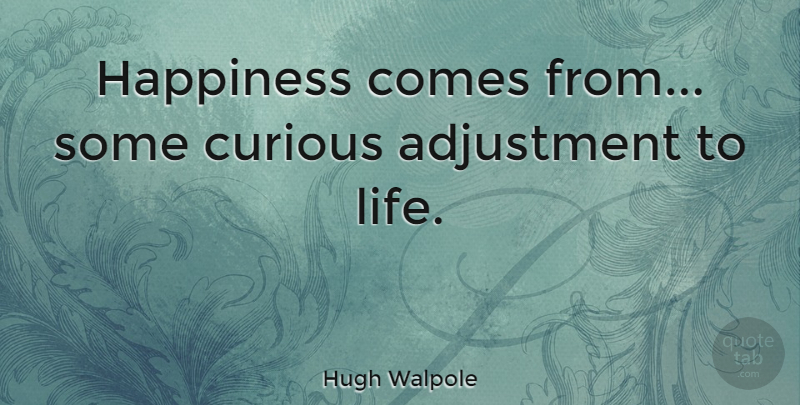 Hugh Walpole Quote About Happiness, Curious, Life Happiness: Happiness Comes From Some Curious...