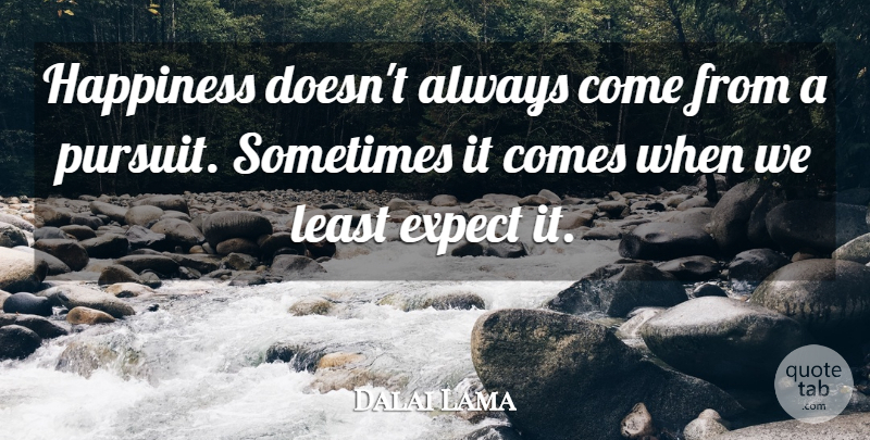 Dalai Lama Quote About Inspirational, Happiness, Sometimes: Happiness Doesnt Always Come From...