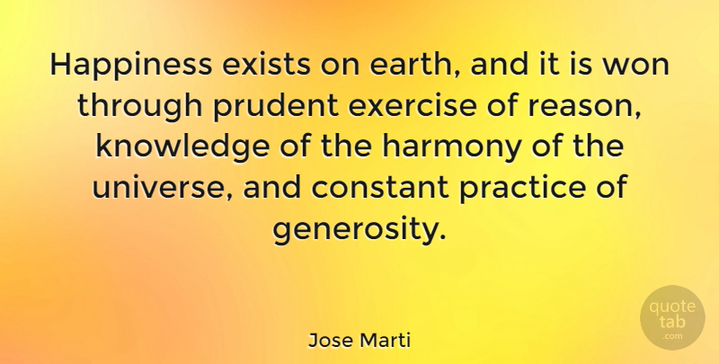 Jose Marti Quote About Inspirational, Motivational, Exercise: Happiness Exists On Earth And...