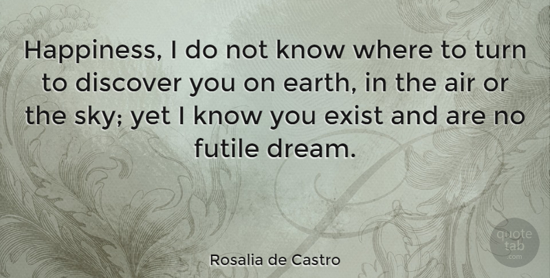 Rosalia de Castro Quote About Dream, Sky, Air: Happiness I Do Not Know...