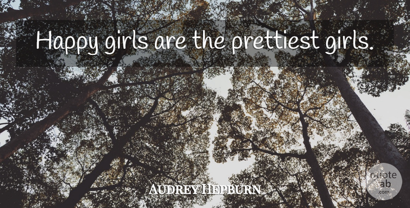 Audrey Hepburn Quote About Beauty, Being Strong, Girl: Happy Girls Are The Prettiest...