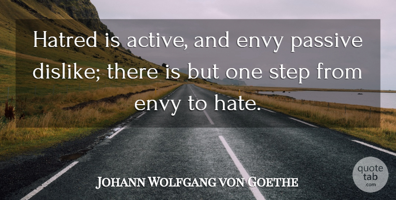 Johann Wolfgang von Goethe Quote About Hate, Envy, Hatred: Hatred Is Active And Envy...