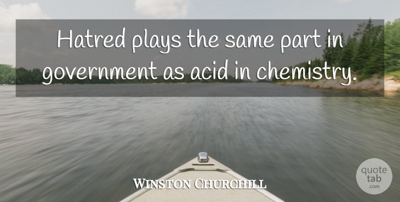 Winston Churchill Quote About Play, Government, Hatred: Hatred Plays The Same Part...