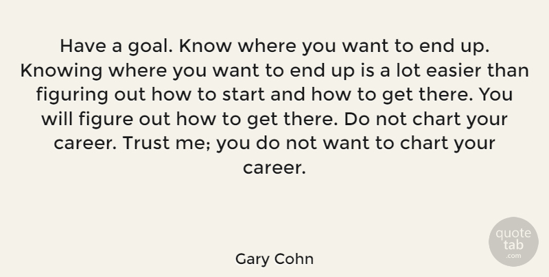 Gary Cohn Quote About Chart, Easier, Figure, Figuring, Knowing: Have A Goal Know Where...