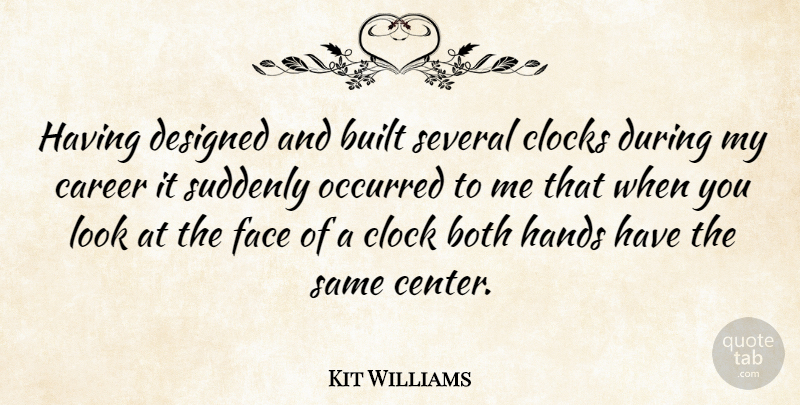 Kit Williams Quote About Hands, Careers, Faces: Having Designed And Built Several...