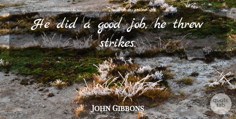 John Gibbons Quote About Good, Threw: He Did A Good Job...