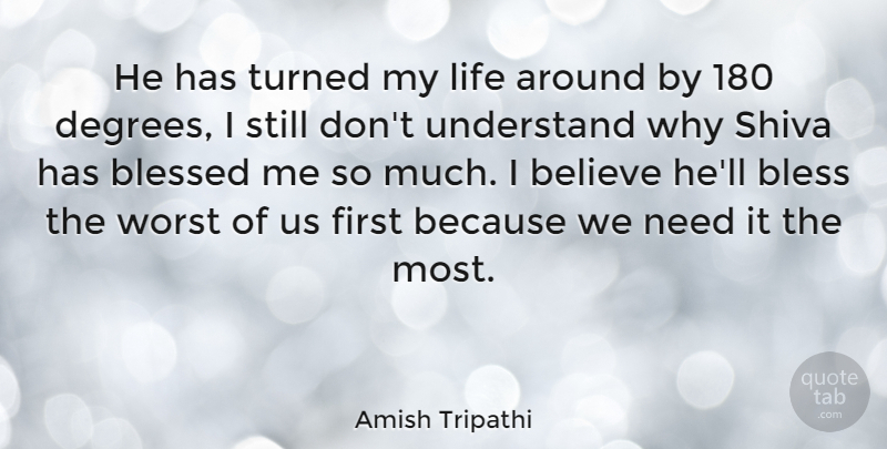 Amish Tripathi Quote About Believe, Life, Turned, Worst: He Has Turned My Life...