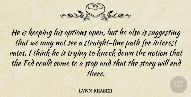 Lynn Reaser Quote About Fed, Interest, Keeping, Knock, Notion: He Is Keeping His Options...