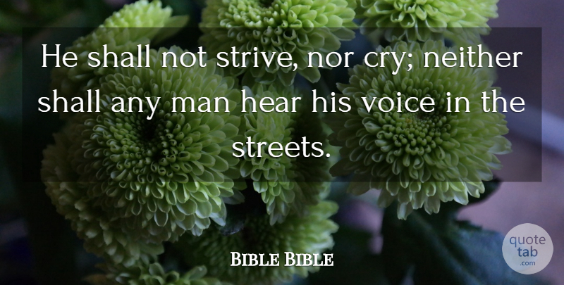 Bible Bible Quote About Hear, Man, Neither, Nor, Shall: He Shall Not Strive Nor...