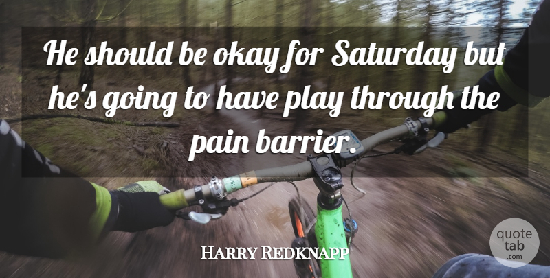 Harry Redknapp Quote About Okay, Pain, Saturday: He Should Be Okay For...