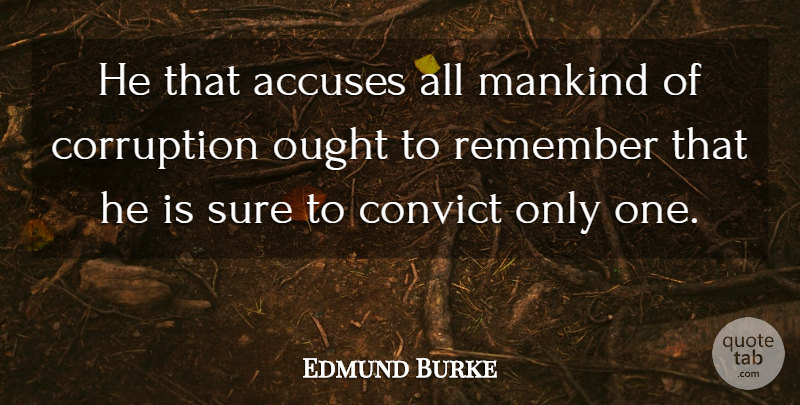 Edmund Burke Quote About Remember, Corruption, Accusation: He That Accuses All Mankind...