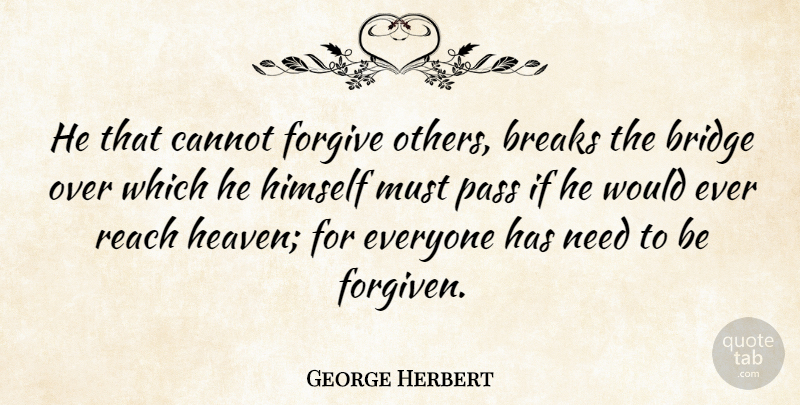 George Herbert Quote About Forgiveness, Bridges, Heaven: He That Cannot Forgive Others...