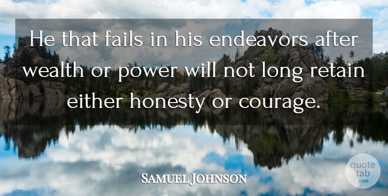 Samuel Johnson Quote About Courage, Honesty, Work: He That Fails In His...