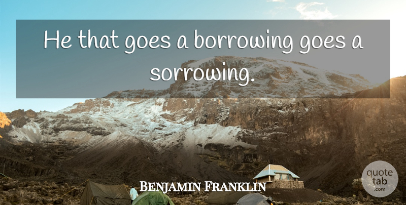 Benjamin Franklin Quote About Debt By Founding Fathers, Awe Inspiring, Poor Richard: He That Goes A Borrowing...