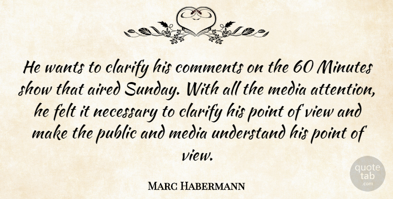 Marc Habermann Quote About Clarify, Comments, Felt, Media, Minutes: He Wants To Clarify His...