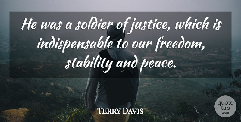 Terry Davis Quote About Soldier, Stability: He Was A Soldier Of...