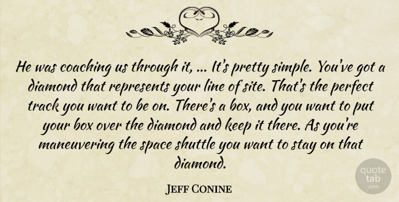 Jeff Conine Quote About Box, Coaching, Diamond, Line, Perfect: He Was Coaching Us Through...