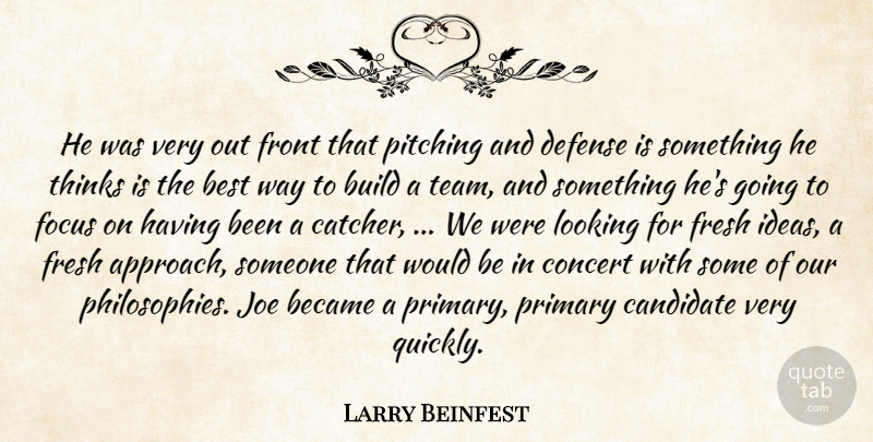 Larry Beinfest Quote About Became, Best, Build, Candidate, Concert: He Was Very Out Front...
