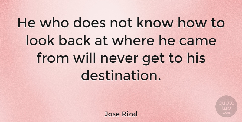 Jose Rizal Quote About Looks, Doe, Destination: He Who Does Not Know...